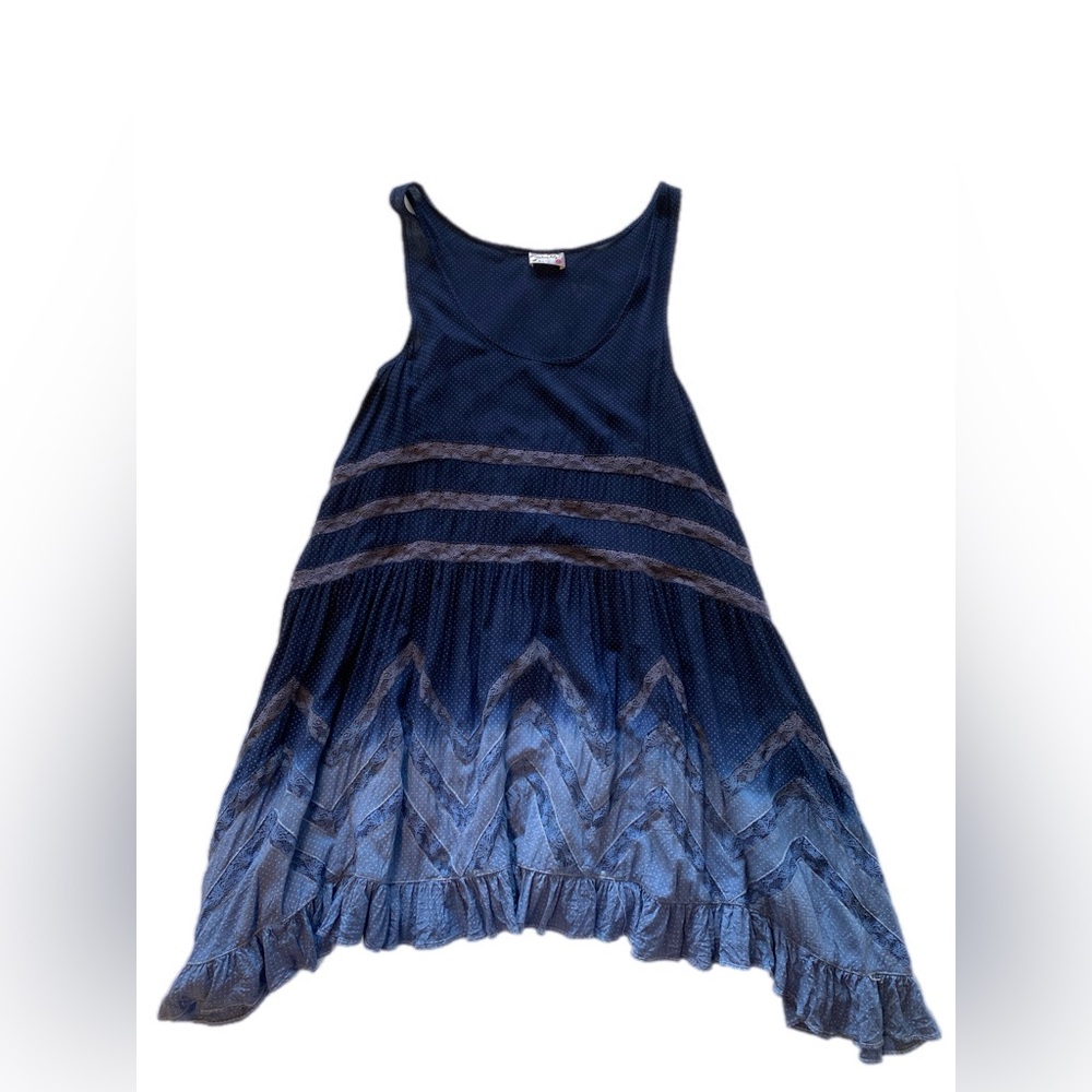 Free People Intimately blue ombré Voile and Lace Trapeze Slip dress small